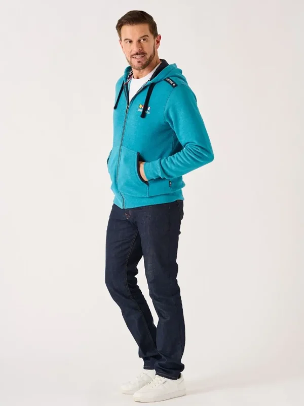 Quba & Co Teal Marl X-Series Zip Through Hoodie - Hulme New