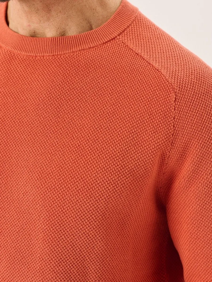 terracotta_textured_knit__1.webp Quba & Co Terracotta Textured Knit Crew Neck Jumper - Kentsham Best