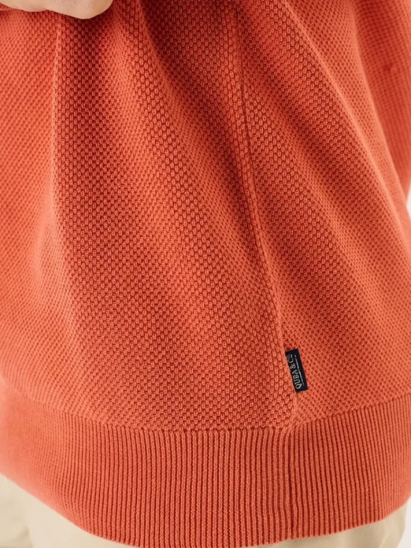 Quba & Co Terracotta Textured Knit Crew Neck Jumper - Kentsham Best