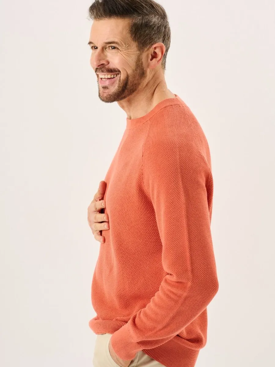 terracotta_textured_knit__4.webp Quba & Co Terracotta Textured Knit Crew Neck Jumper - Kentsham Best