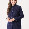 Quba & Co Uma Frill Neck Navy and Multicoloured Spotted Shirt New