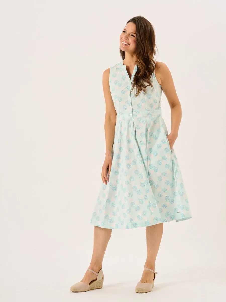 white_and_mint_floral_pri_0.webp Quba & Co White And Mint Floral Print Sleeveless Midi Dress - Tabitha Online