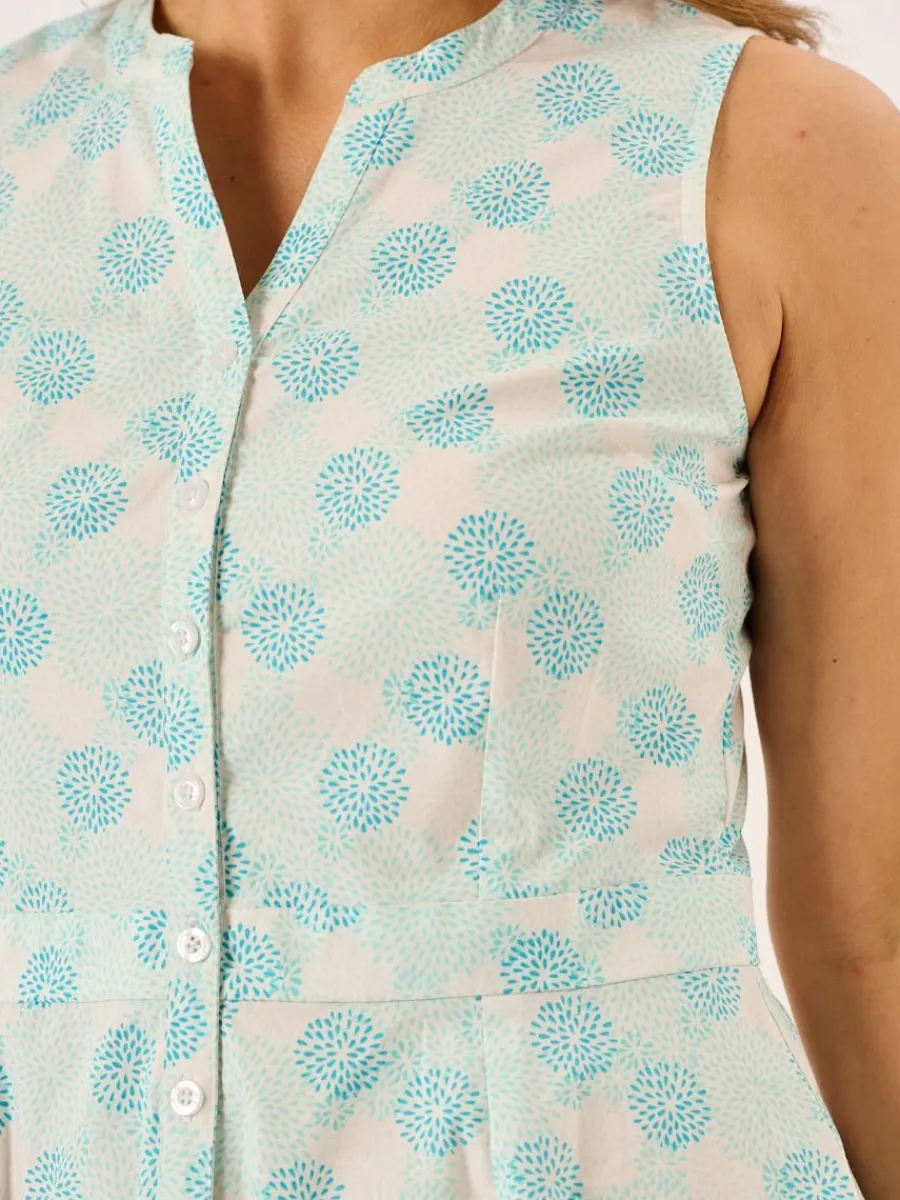 white_and_mint_floral_pri_1.webp Quba & Co White And Mint Floral Print Sleeveless Midi Dress - Tabitha Online