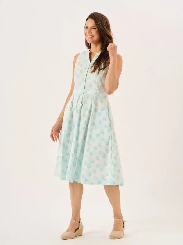 Quba & Co White And Mint Floral Print Sleeveless Midi Dress - Tabitha Online