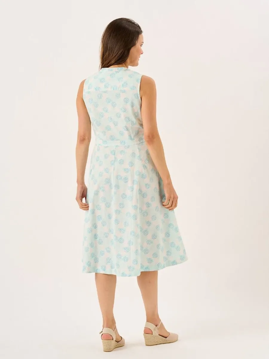 white_and_mint_floral_pri_5.webp Quba & Co White And Mint Floral Print Sleeveless Midi Dress - Tabitha Online