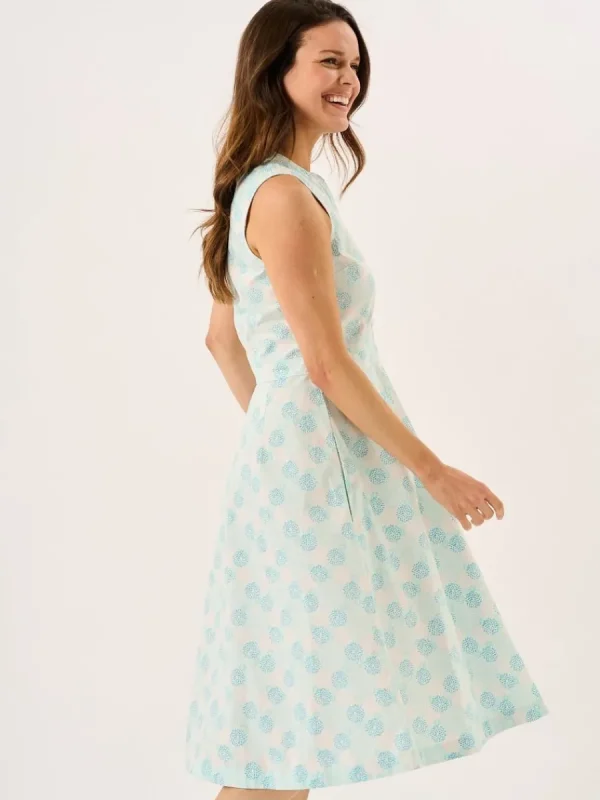 Quba & Co White And Mint Floral Print Sleeveless Midi Dress - Tabitha Online