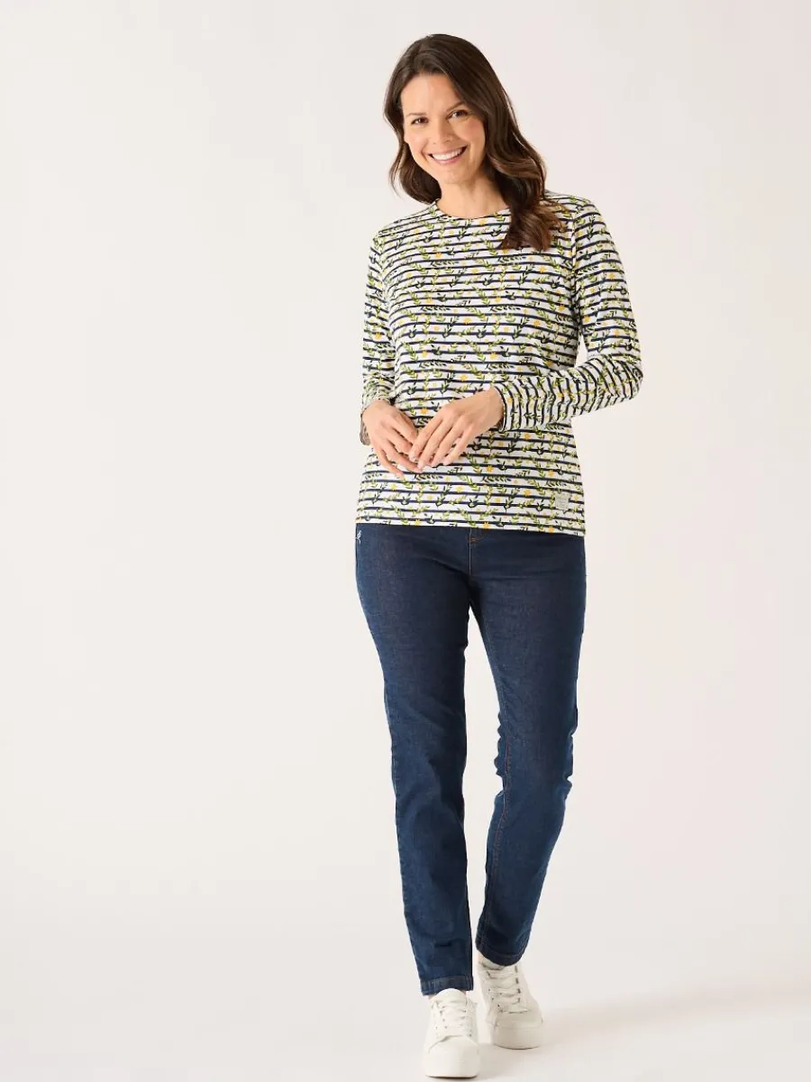 white_and_multicoloured_f_3.webp Quba & Co White And Multicoloured Floral Print Striped Long Sleeve T-Shirt - Fliss Discount