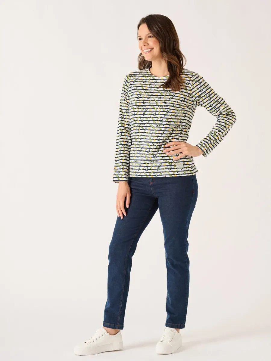 white_and_multicoloured_f_4.webp Quba & Co White And Multicoloured Floral Print Striped Long Sleeve T-Shirt - Fliss Discount