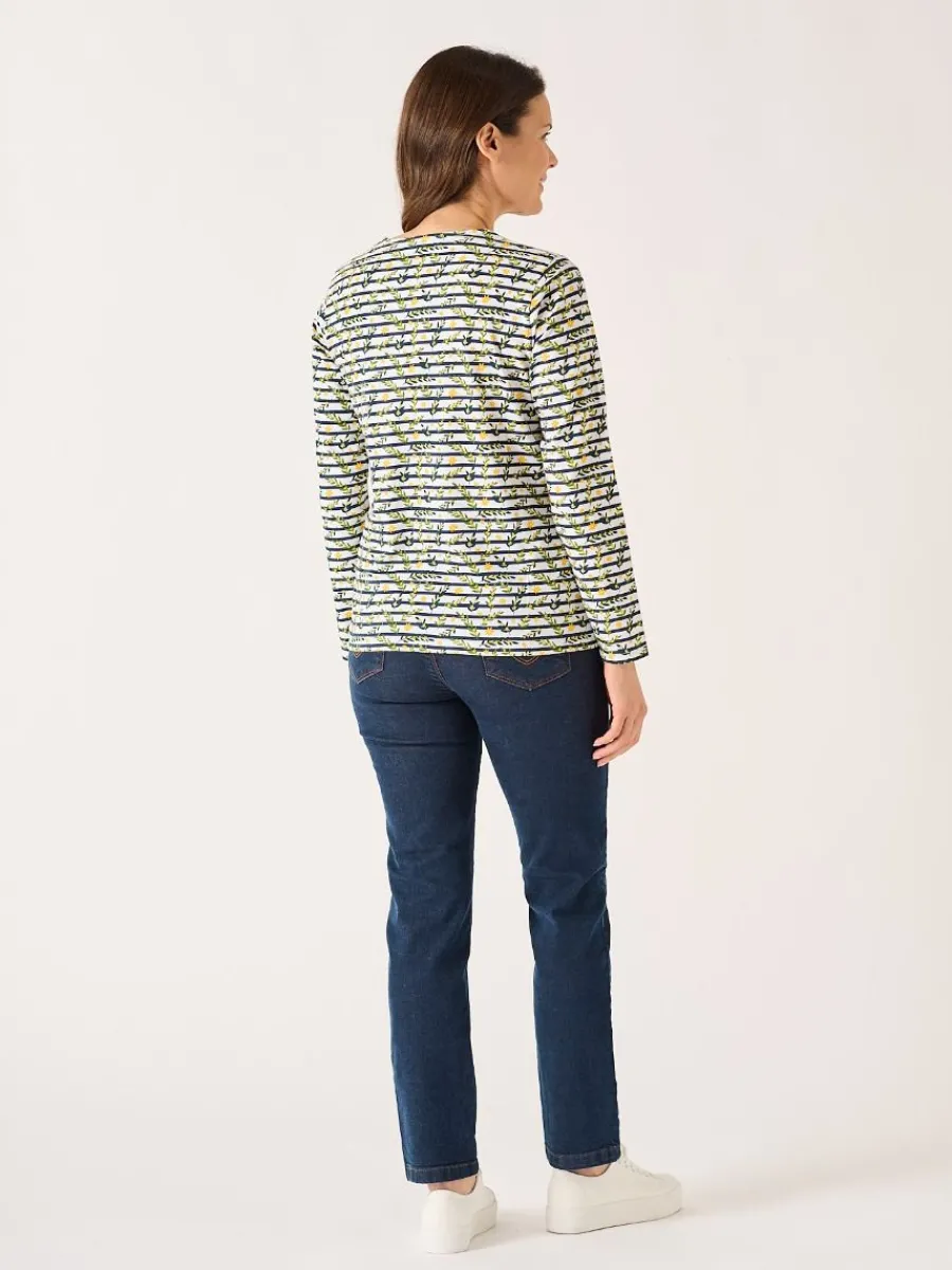 white_and_multicoloured_f_5.webp Quba & Co White And Multicoloured Floral Print Striped Long Sleeve T-Shirt - Fliss Discount