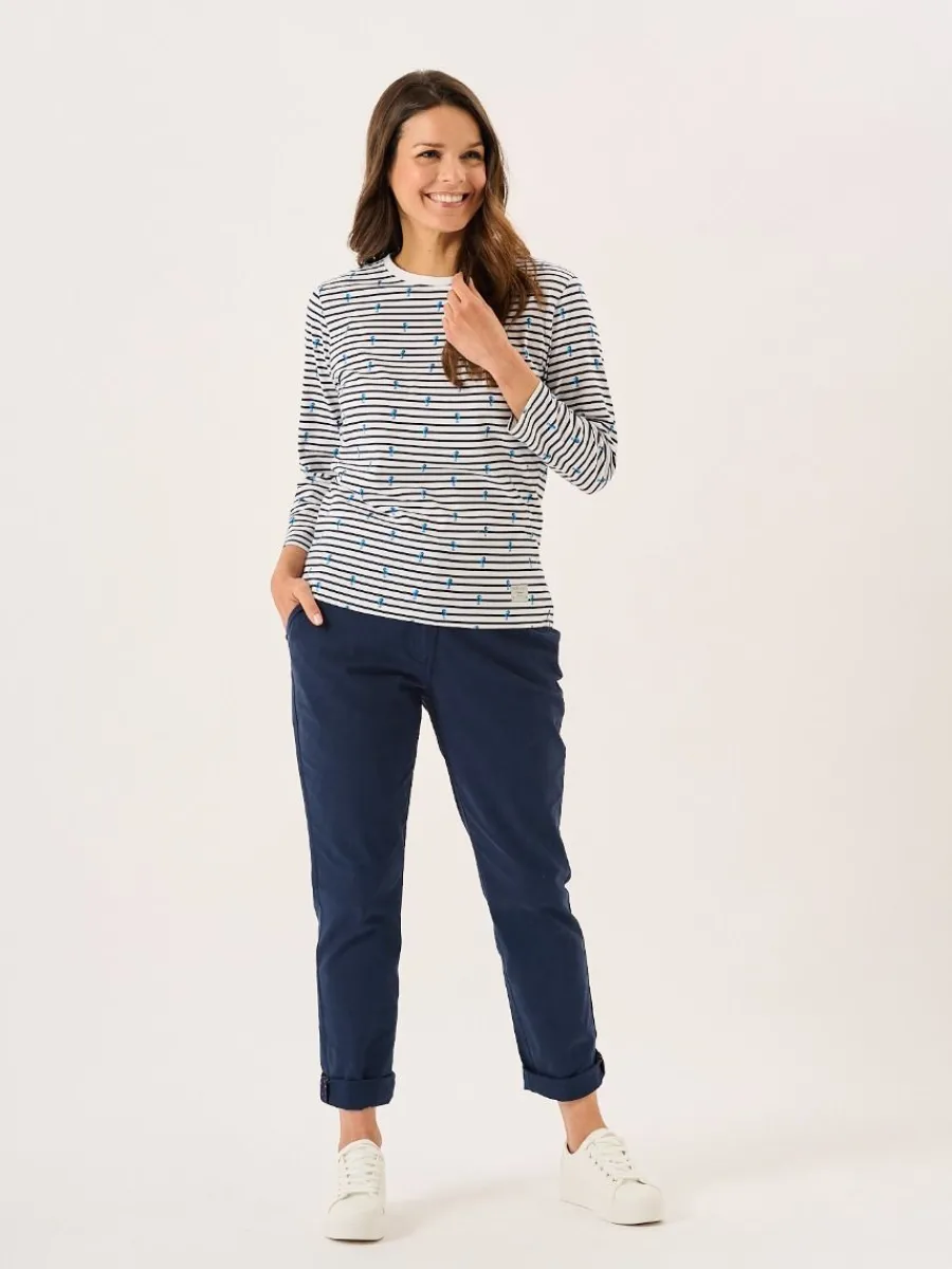 white_and_navy__sleeve_st_5.webp Quba & Co White And Navy 3/4 Sleeve Striped Seahorse Design T-Shirt - Seagal Sale