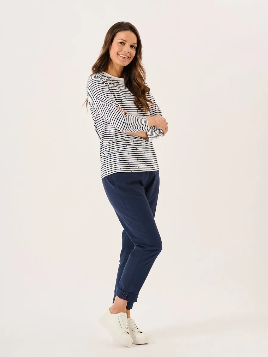 white_and_navy__sleeve_st_8.webp Quba & Co White And Navy 3/4 Sleeve Striped Seahorse Design T-Shirt - Seagal Sale