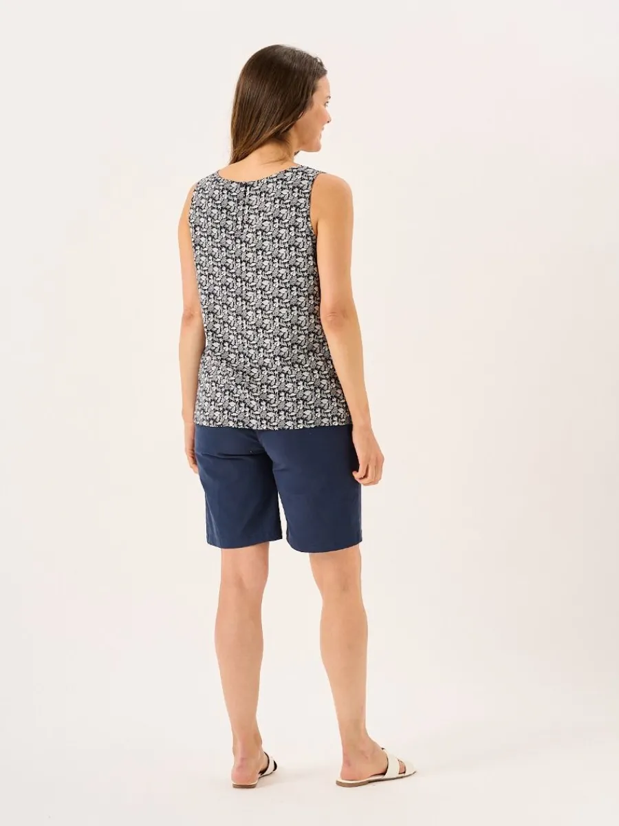 white_and_navy_nautical_p_8.webp Quba & Co White And Navy Nautical Print Sleeveless Vest Top - Elsie Outlet