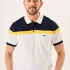 Quba & Co White And Navy X-Series Colour Block Polo Shirt - Piston Hot