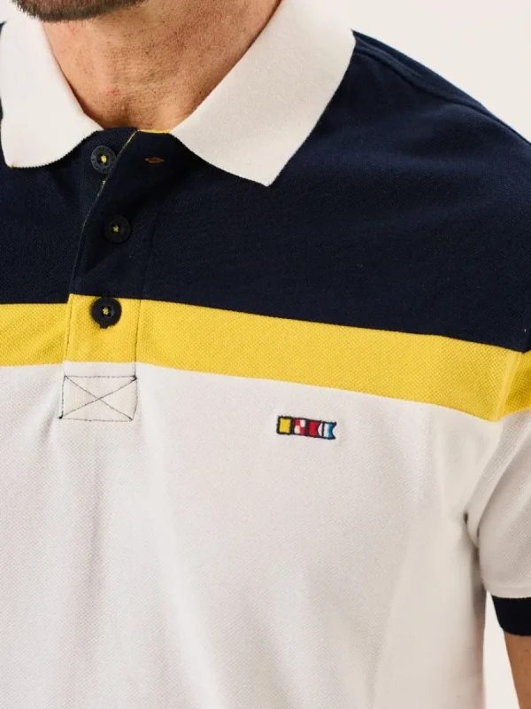 Quba & Co White And Navy X-Series Colour Block Polo Shirt - Piston Hot