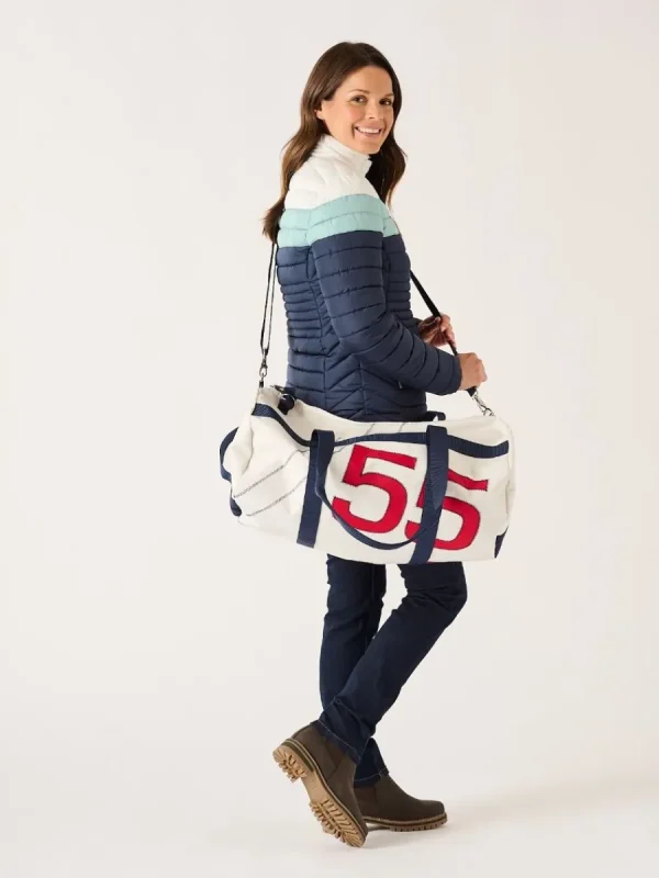 Quba & Co White And Red Small Barrel Bag - Reef Clearance