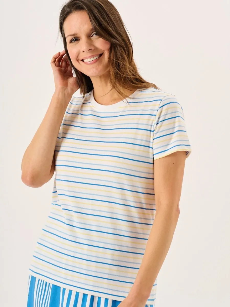 white_blue_and_yellow_str_0.webp Quba & Co White Blue And Yellow Striped Yarn Dyed T-Shirt - Sandore Discount