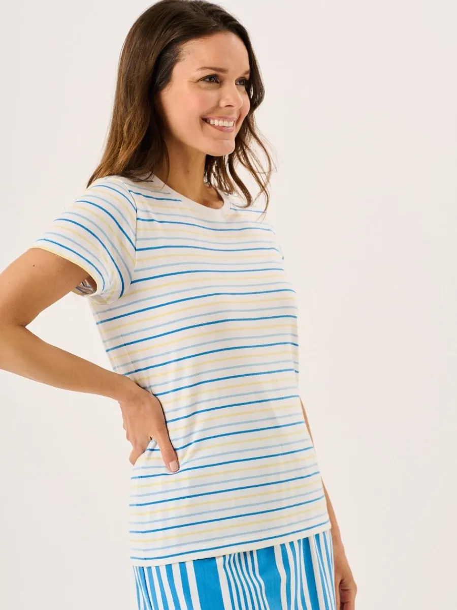 white_blue_and_yellow_str_2.webp Quba & Co White Blue And Yellow Striped Yarn Dyed T-Shirt - Sandore Discount
