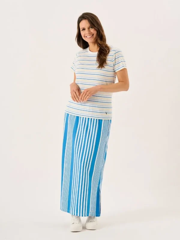 Quba & Co White Blue And Yellow Striped Yarn Dyed T-Shirt - Sandore Discount