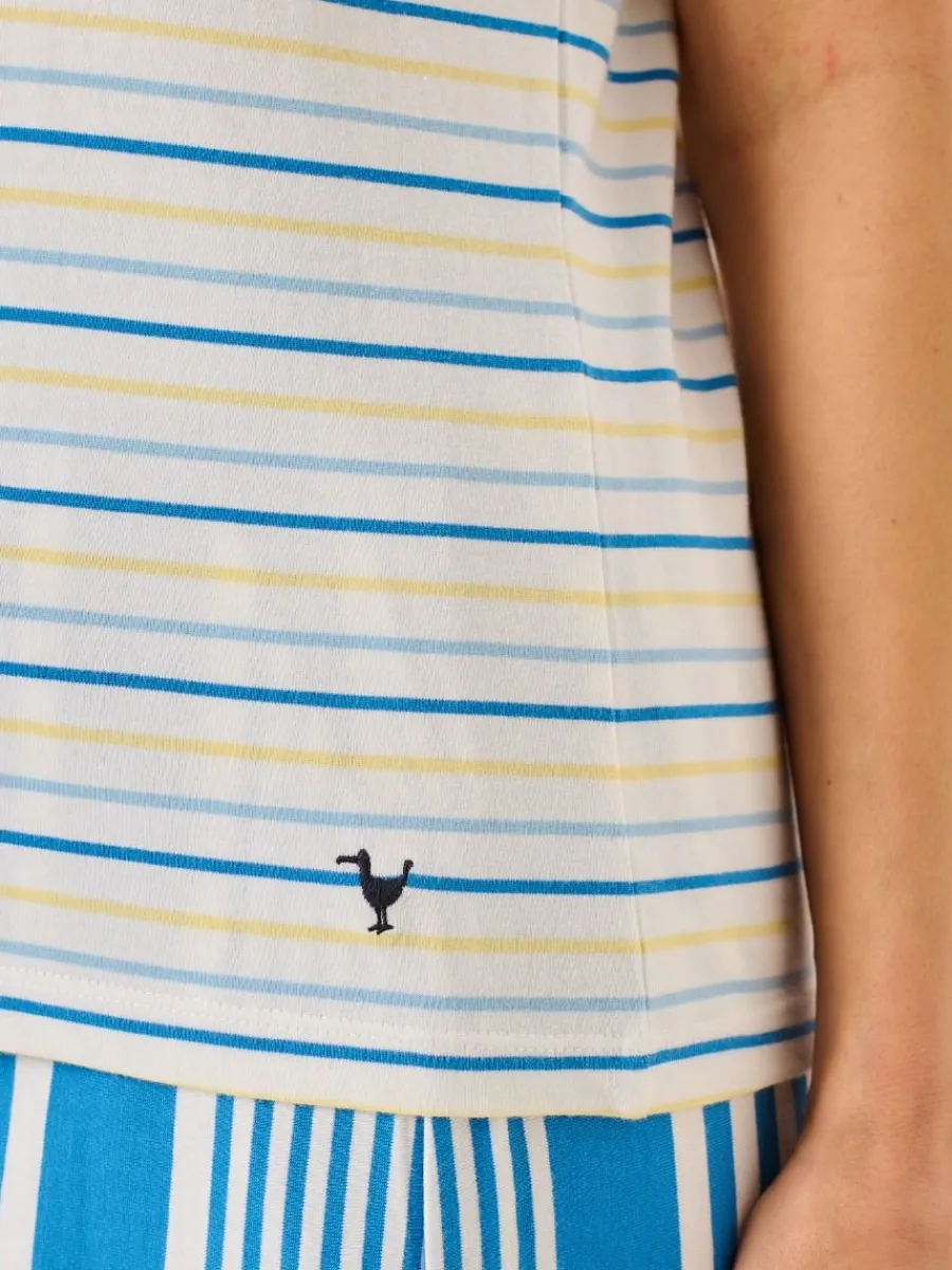 white_blue_and_yellow_str_7.webp Quba & Co White Blue And Yellow Striped Yarn Dyed T-Shirt - Sandore Discount