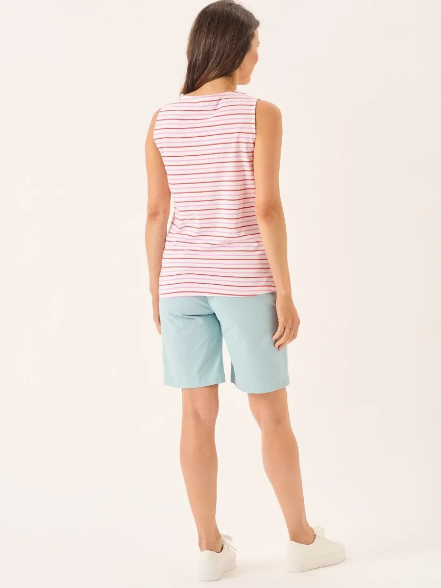 white_coral_and_pink_boat_7.webp Quba & Co White Coral And Pink Boat Neck Sleeveless Top - Baye Fashion