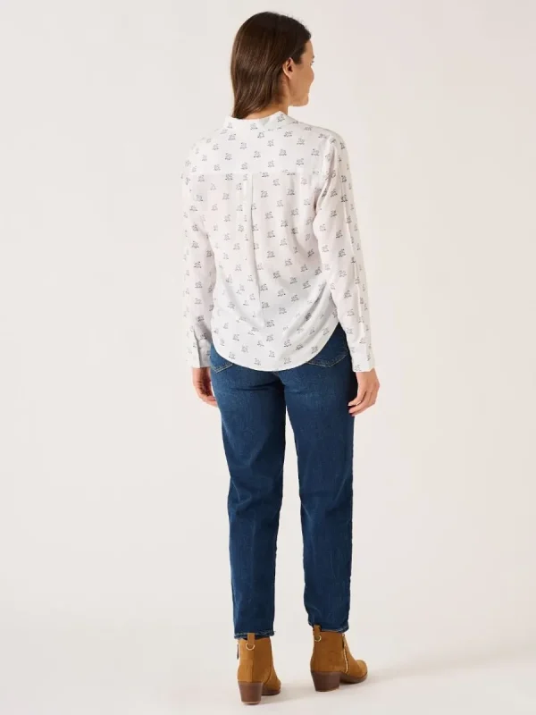 Quba & Co White Long Sleeve Viscose Swan Print Shirt - Dune Outlet