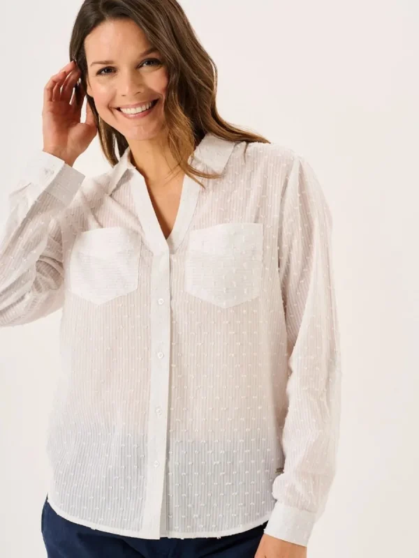 Quba & Co White Long Sleeved Dobby Shirt - Willa Online
