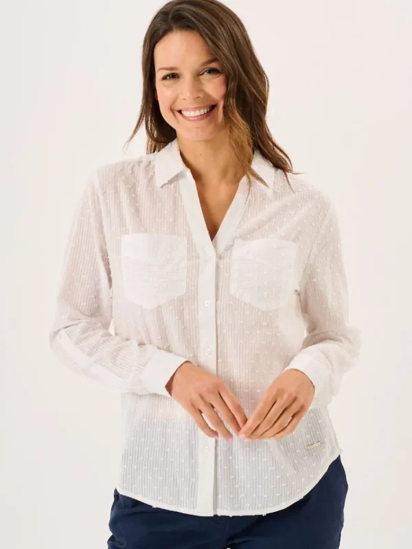Quba & Co White Long Sleeved Dobby Shirt - Willa Online