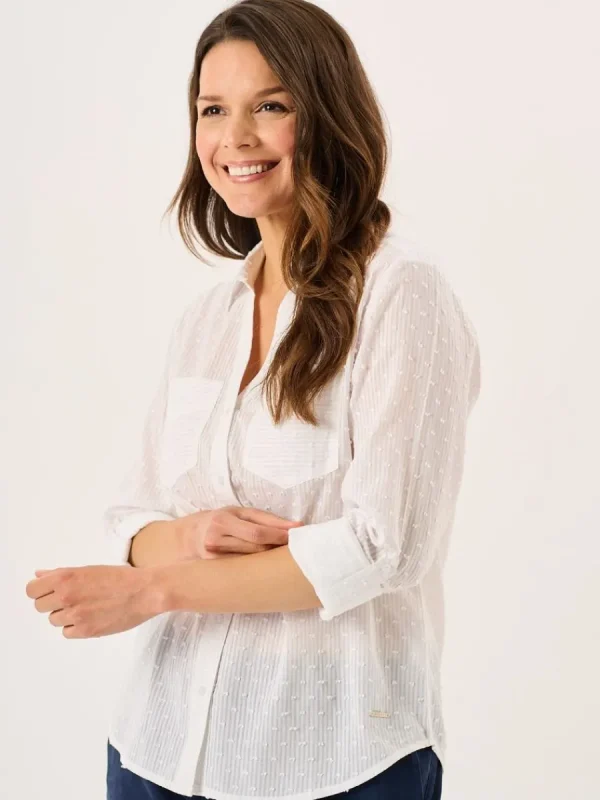 Quba & Co White Long Sleeved Dobby Shirt - Willa Online