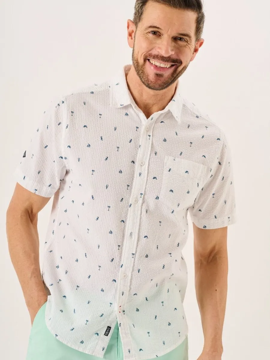 white_nautical_print_seer_1.webp Quba & Co White Nautical Print Seersucker Short Sleeve Shirt - Ashton Outlet