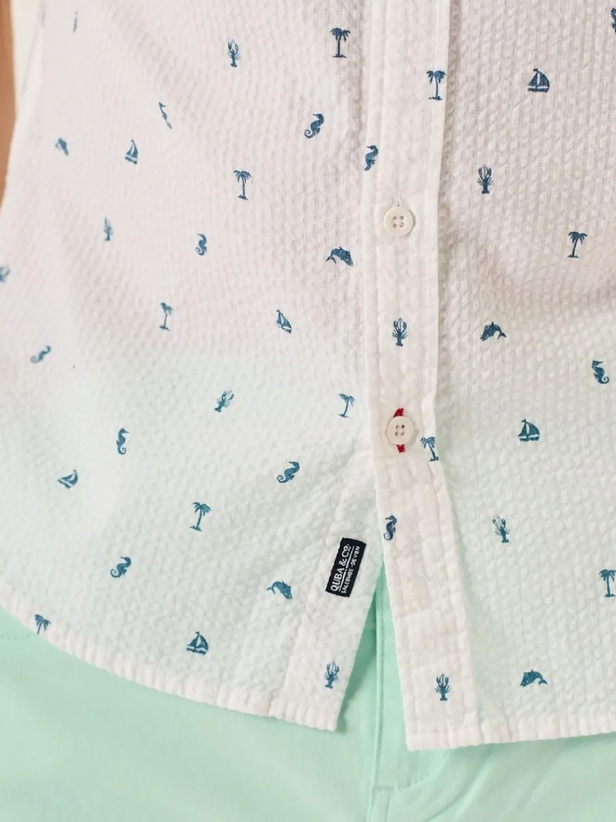 white_nautical_print_seer_10.webp Quba & Co White Nautical Print Seersucker Short Sleeve Shirt - Ashton Outlet