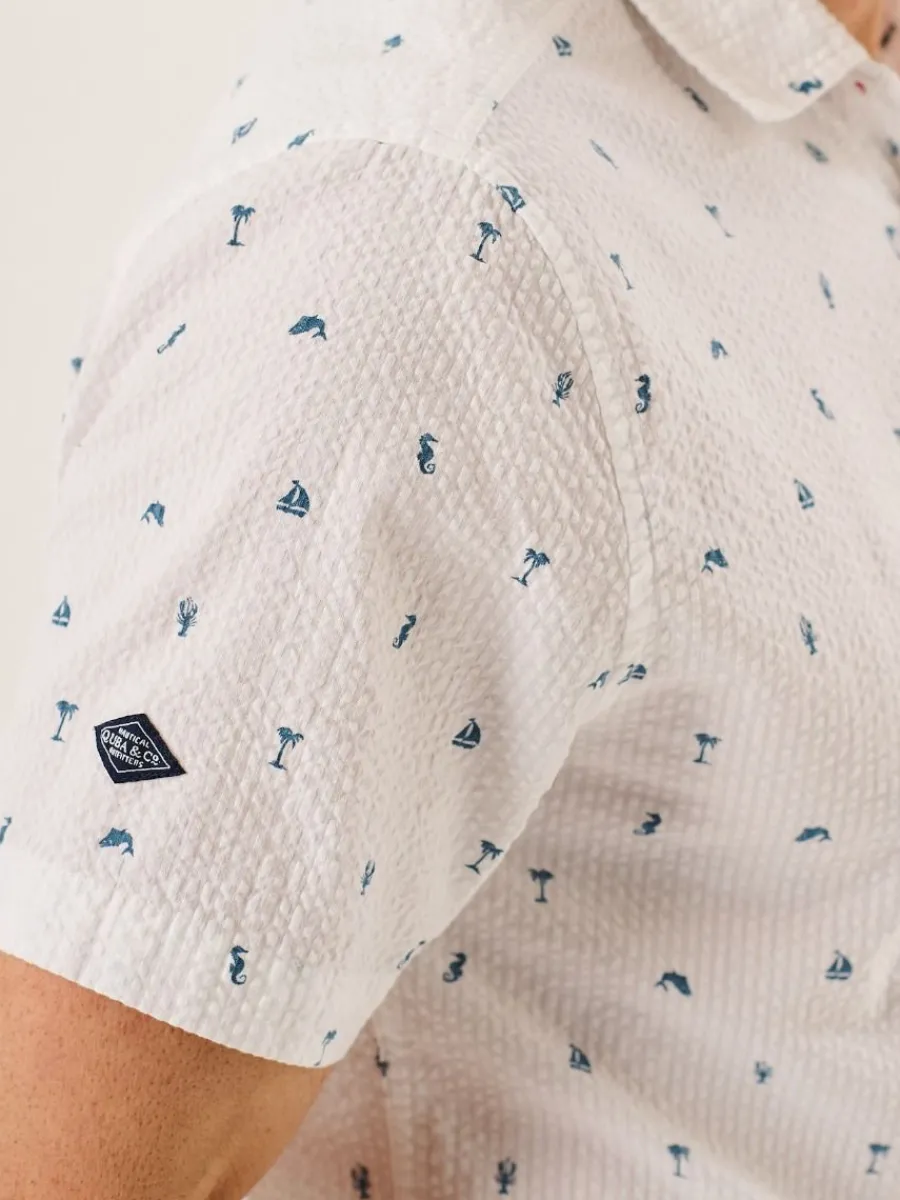 white_nautical_print_seer_11.webp Quba & Co White Nautical Print Seersucker Short Sleeve Shirt - Ashton Outlet