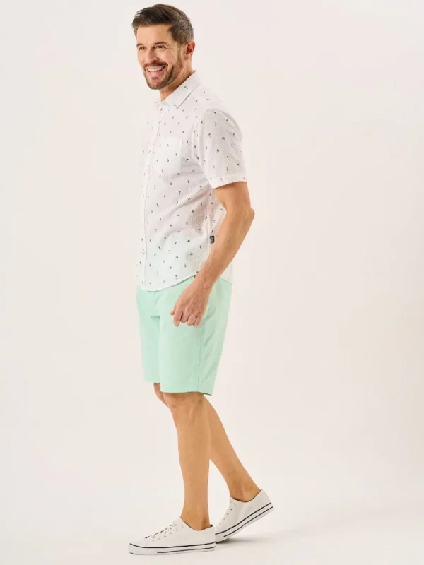 Quba & Co White Nautical Print Seersucker Short Sleeve Shirt - Ashton Outlet