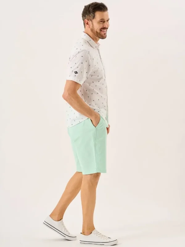 Quba & Co White Nautical Print Seersucker Short Sleeve Shirt - Ashton Outlet