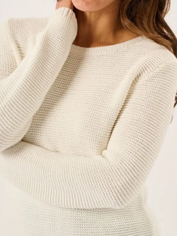 Quba & Co White Pearl Stitch Cotton Knitted Jumper - Skylar Sale