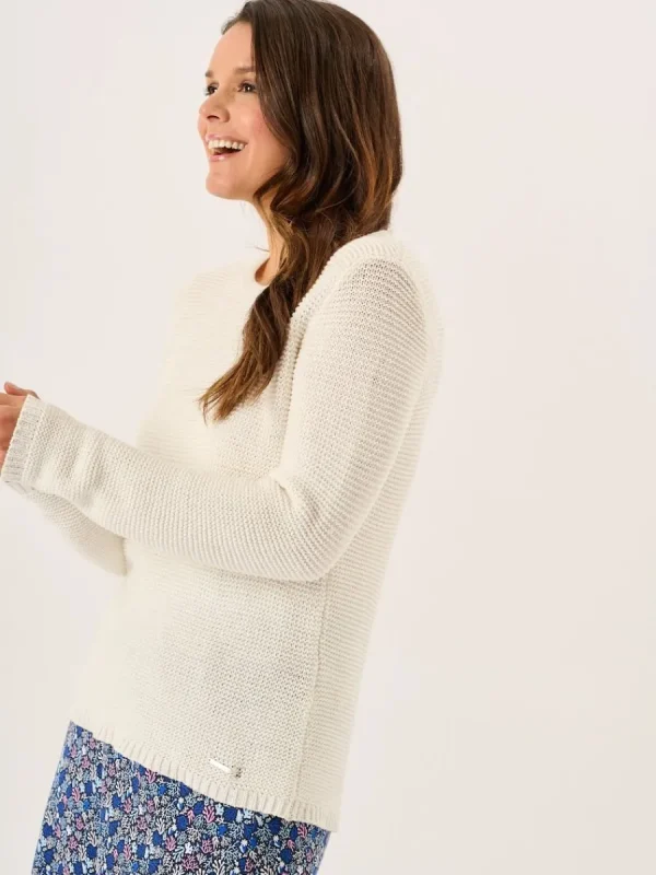 Quba & Co White Pearl Stitch Cotton Knitted Jumper - Skylar Sale