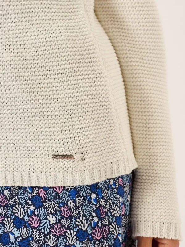 Quba & Co White Pearl Stitch Cotton Knitted Jumper - Skylar Sale