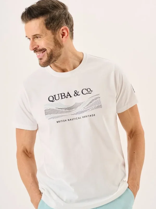 Quba & Co White Quba And Co Wave Form Logo Lifestyle Graphic T-Shirt - Eden Best
