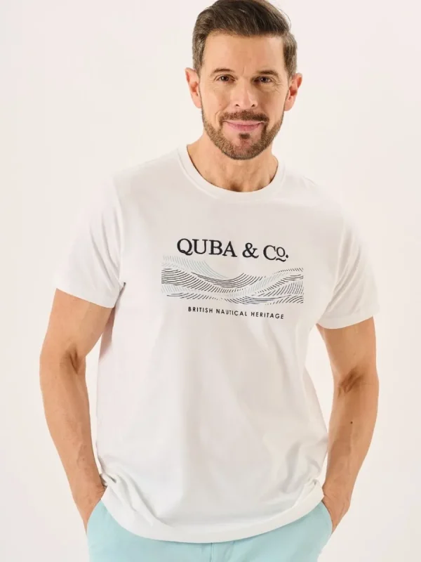 Quba & Co White Quba And Co Wave Form Logo Lifestyle Graphic T-Shirt - Eden Best