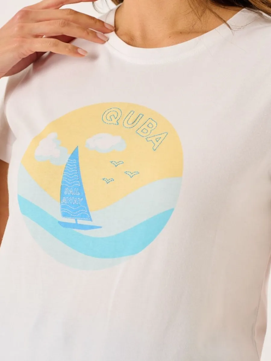 white_quba_boat_print_sho_1.webp Quba & Co White Quba Boat Print Short Sleeve T-Shirt - Melora Best