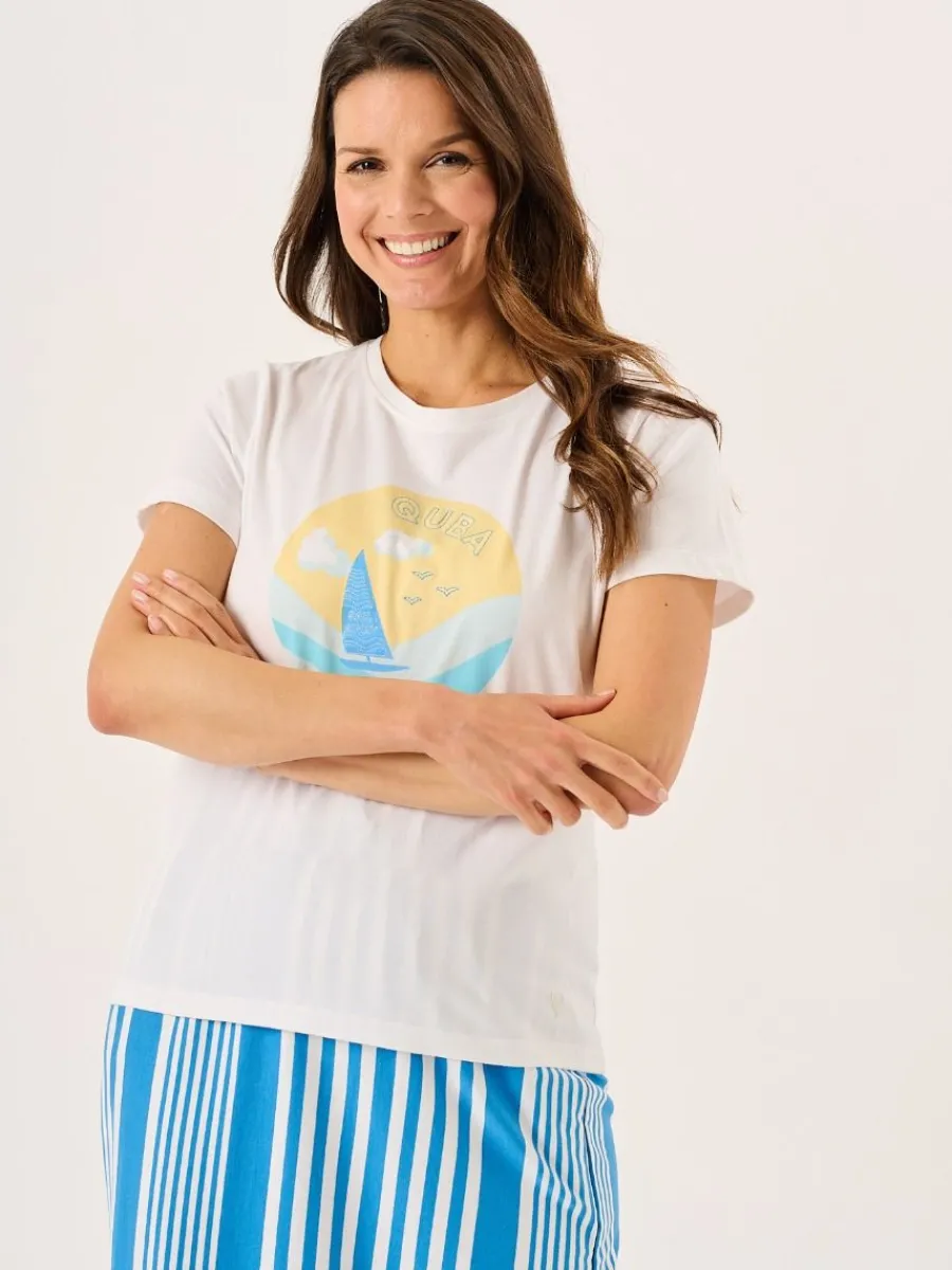 white_quba_boat_print_sho_2.webp Quba & Co White Quba Boat Print Short Sleeve T-Shirt - Melora Best