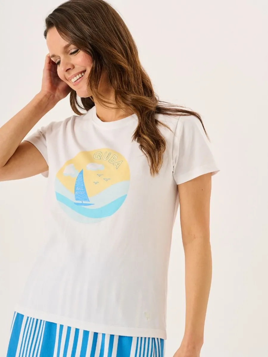 white_quba_boat_print_sho_3.webp Quba & Co White Quba Boat Print Short Sleeve T-Shirt - Melora Best