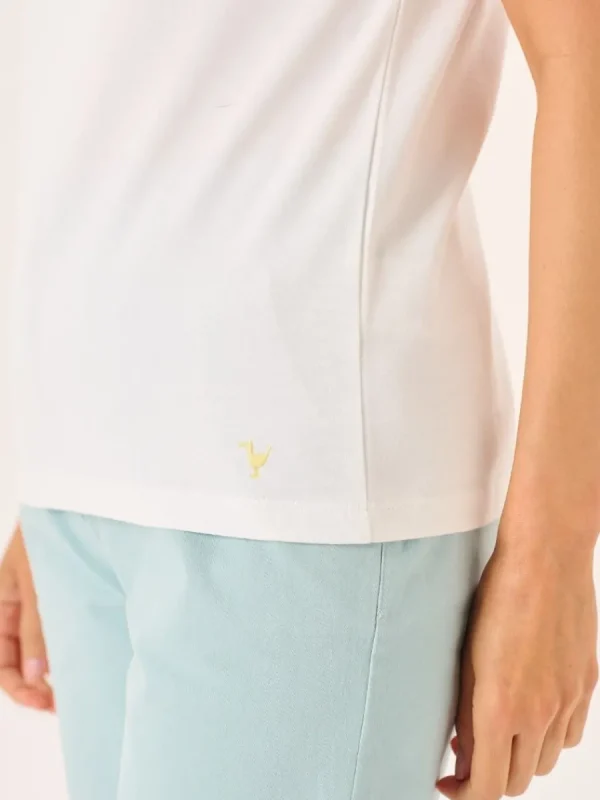 Quba & Co White Short Broderie Sleeved T-Shirt - Leela Outlet