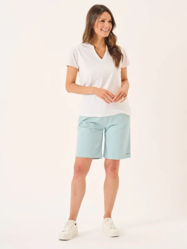 Quba & Co White Short Broderie Sleeved T-Shirt - Leela Outlet