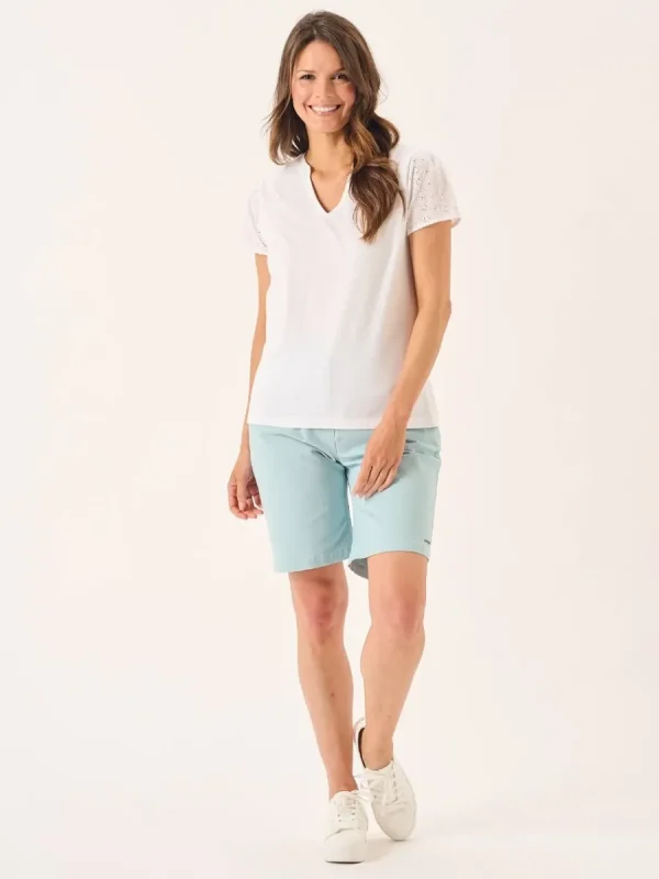 Quba & Co White Short Broderie Sleeved T-Shirt - Leela Outlet