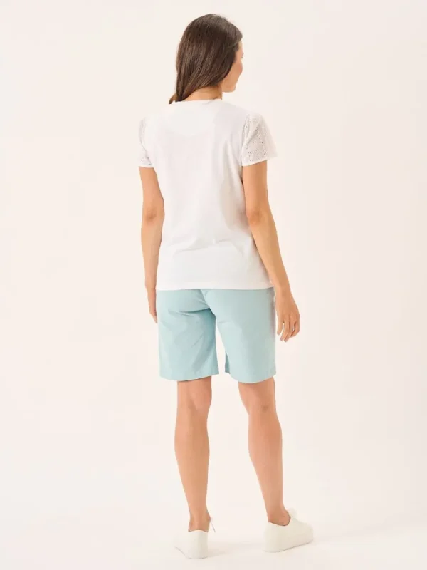Quba & Co White Short Broderie Sleeved T-Shirt - Leela Outlet