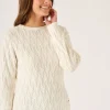 Quba & Co White Textured Crew Neck Jumper - Carrock Clearance