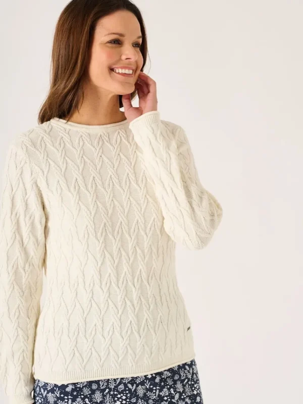 Quba & Co White Textured Crew Neck Jumper - Carrock Clearance