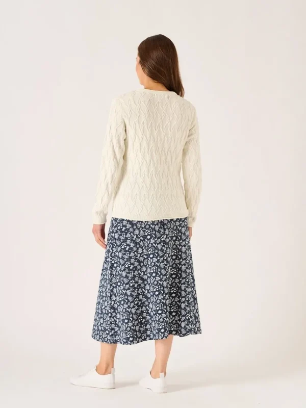 Quba & Co White Textured Crew Neck Jumper - Carrock Clearance