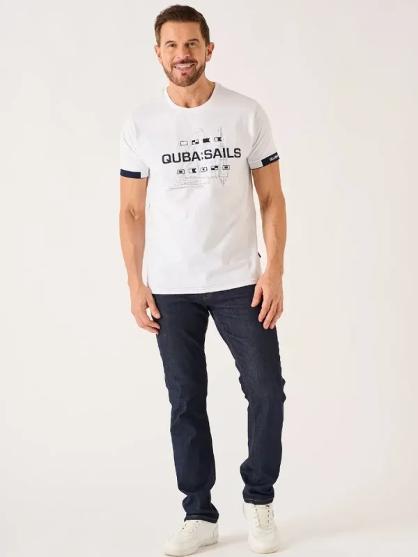 Quba & Co White X-Series Quba Sails Nautical Print T-Shirt - Naylor Clearance