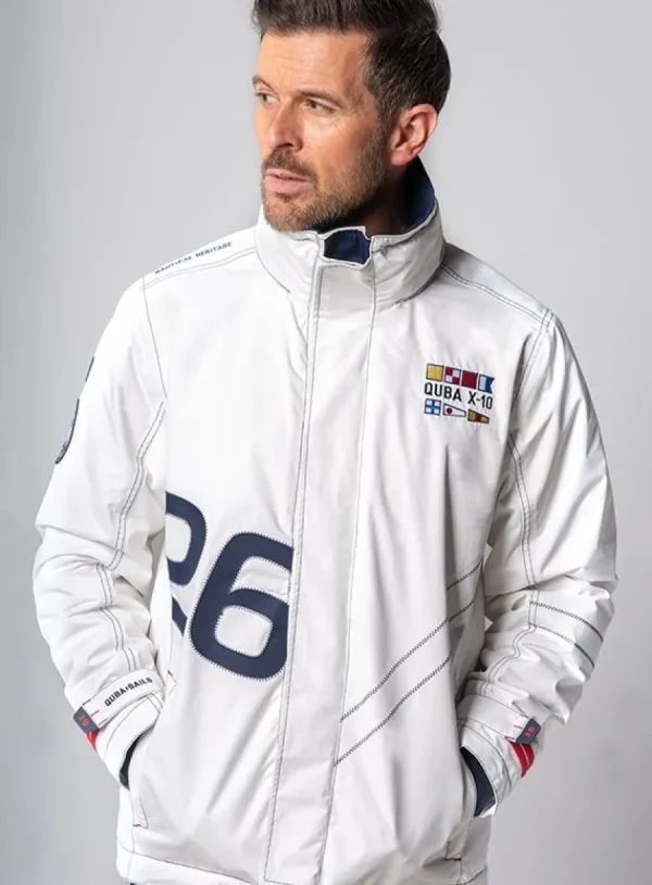 Quba & Co X10 Heritage Mens Technical Sailing Jacket in White Outlet